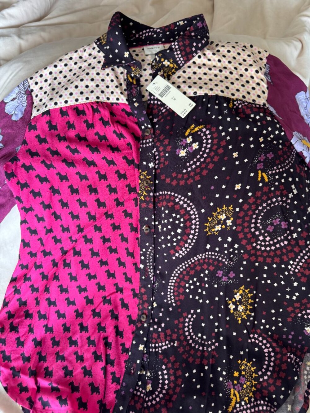 Anthropologie Maeve Mixed Print Button Down Blouse NWT Medium - Picture 8 of 9